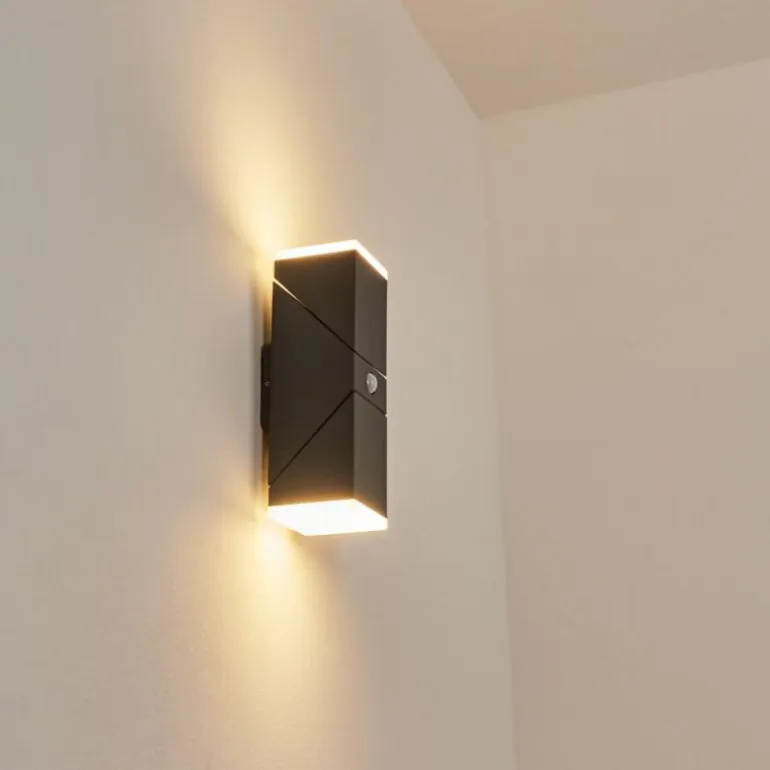 Applique murale d'extérieur Toogong LED Anthracite, 2 lumières, Détecteur de mouvement