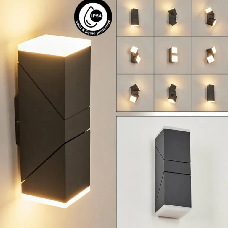 Applique murale d'extérieur Toogong LED Anthracite, 2 lumières