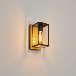 Applique murale d'extérieur Fortunies Brun, Couleur bois, Noir, 1 lumière
