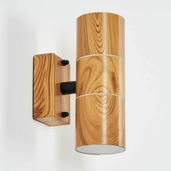 Applique murale d'extérieur Tenvik Brun, Couleur bois, Noir, 2 lumières