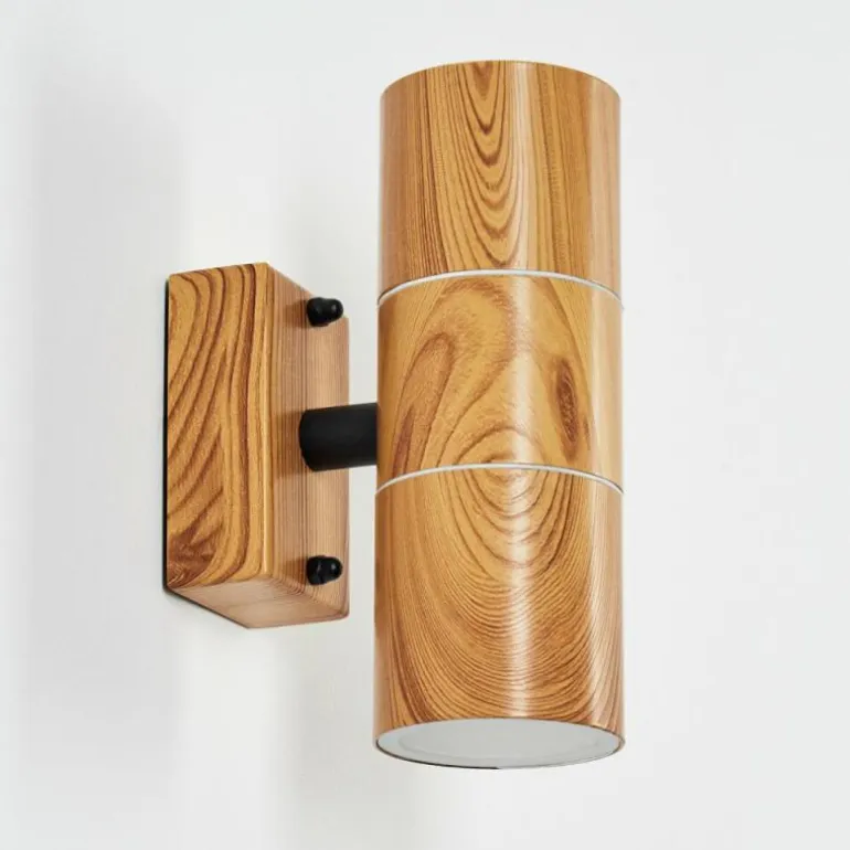Applique murale d'extérieur Tenvik Brun, Couleur bois, Noir, 2 lumières