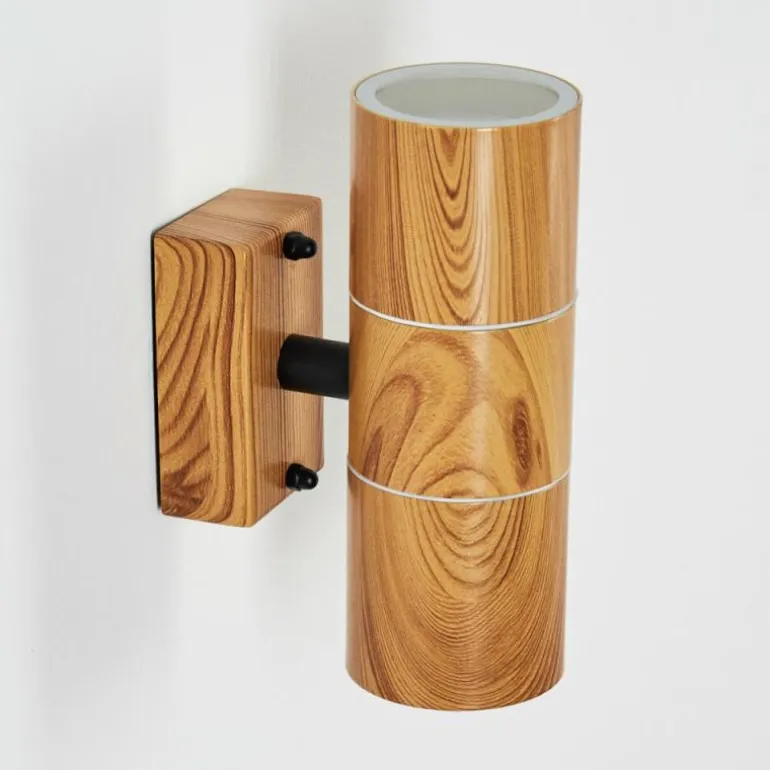 Applique murale d'extérieur Tenvik Brun, Couleur bois, Noir, 2 lumières