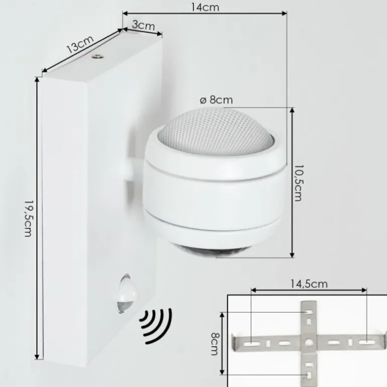 Applique murale d'extérieur Borlo LED Blanc, 2 lumières, Détecteur de mouvement