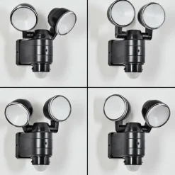 Applique murale d'extérieur Anyarhwi LED Noir, 2 lumières, Détecteur de mouvement