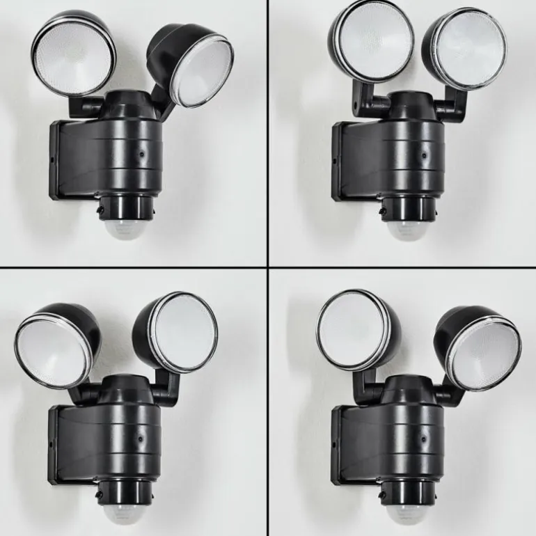 Applique murale d'extérieur Anyarhwi LED Noir, 2 lumières, Détecteur de mouvement