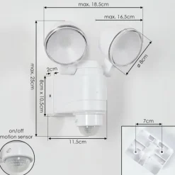 Applique murale d'extérieur Anyarhwi LED Blanc, 2 lumières, Détecteur de mouvement