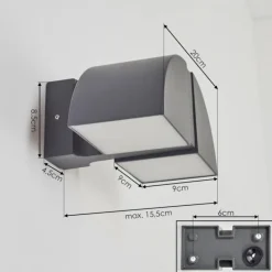 Applique murale d'extérieur Kontenga LED Anthracite, 2 lumières