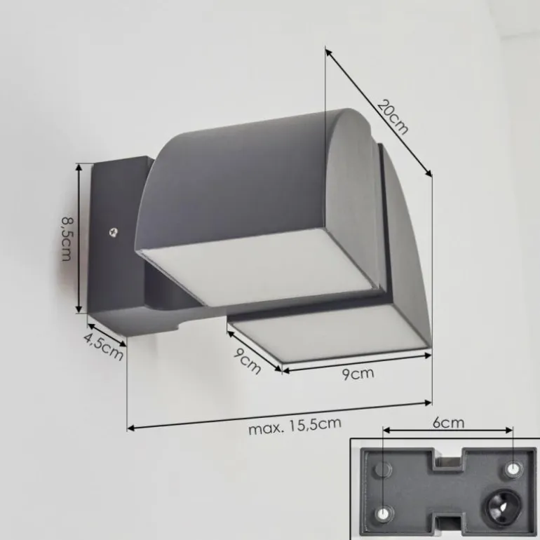 Applique murale d'extérieur Kontenga LED Anthracite, 2 lumières
