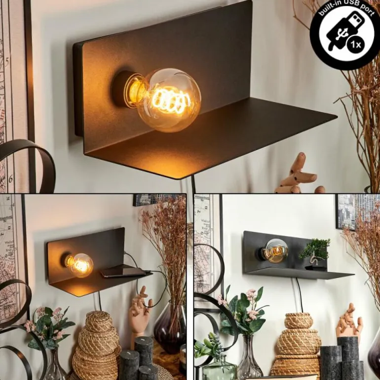 Applique murale Diamoukope Noir, 1 lumière