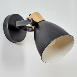 Applique murale Elm Anthracite, Bois clair, 1 lumière