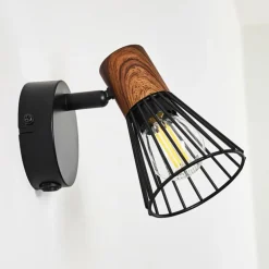 Applique murale Errested Bois foncé, Noir, 1 lumière