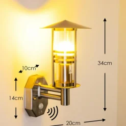 Applique murale FORLI Acier inoxydable, 1 lumière, Détecteur de mouvement