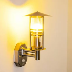 Applique murale FORLI Acier inoxydable, 1 lumière, Détecteur de mouvement
