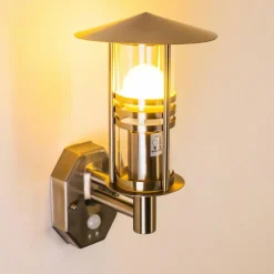 Applique murale FORLI Acier inoxydable, 1 lumière, Détecteur de mouvement