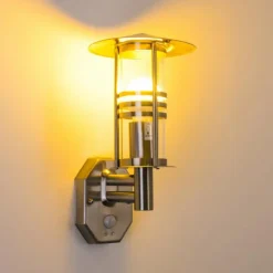Applique murale FORLI Acier inoxydable, 1 lumière, Détecteur de mouvement