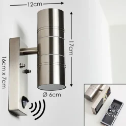 Applique murale Froslev LED Chrome, 2 lumières, Détecteur de mouvement