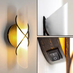 Applique murale Globo RANIA Acier inoxydable, Noir, Blanc, 1 lumière