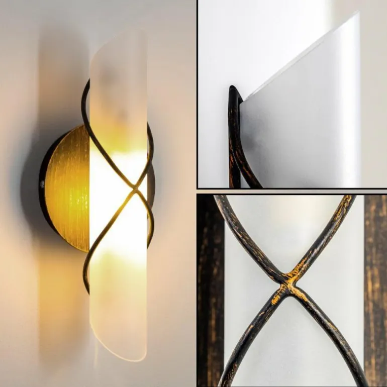 Applique murale Globo RANIA Acier inoxydable, Noir, Blanc, 1 lumière