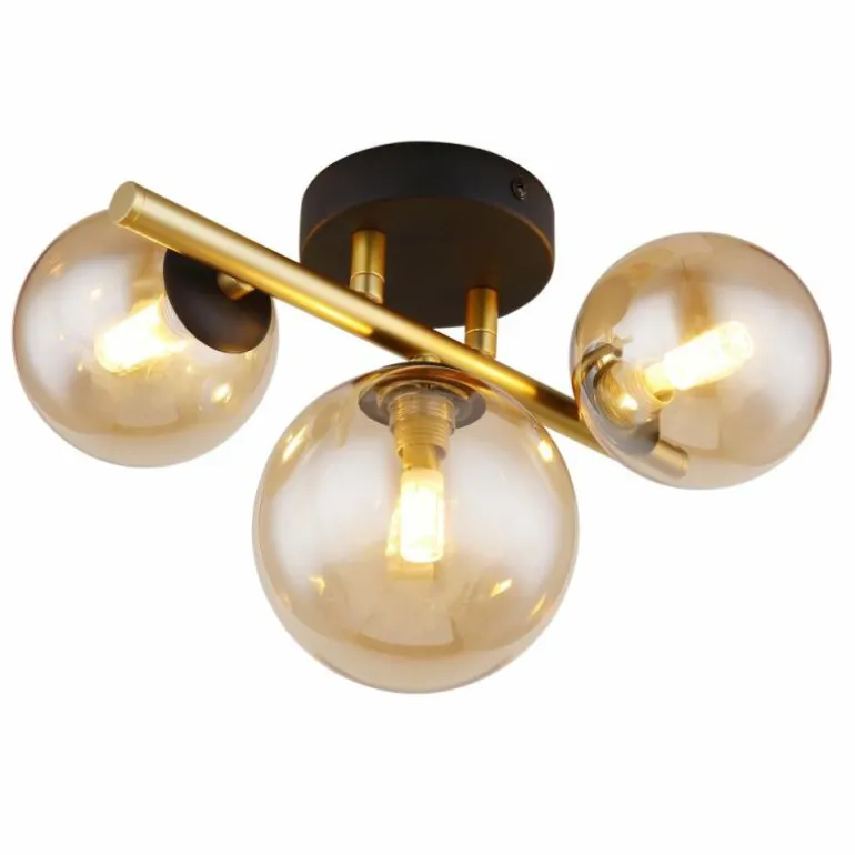Applique murale Globo RIHA LED Laiton, Noir, 3 lumières