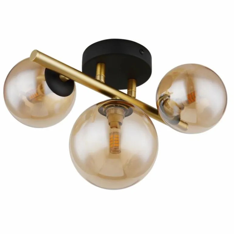 Applique murale Globo RIHA LED Laiton, Noir, 3 lumières