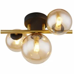 Applique murale Globo RIHA LED Laiton, Noir, 3 lumières