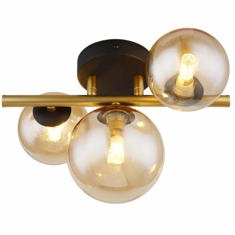 Applique murale Globo RIHA LED Laiton, Noir, 3 lumières