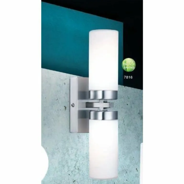 Applique murale Globo SPACE Chrome, Acier inoxydable, Nickel mat, Blanc, 2 lumières