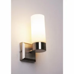 Applique murale Globo SPACE Acier inoxydable, Nickel mat, Blanc, 1 lumière