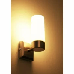 Applique murale Globo SPACE Acier inoxydable, Nickel mat, Blanc, 1 lumière