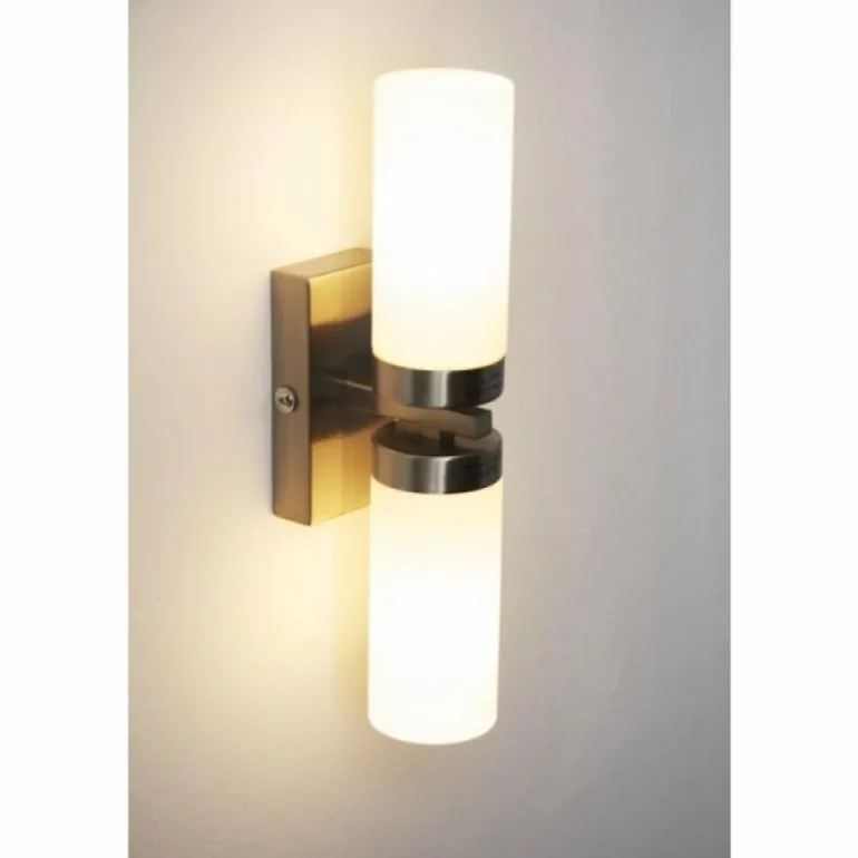 Applique murale Globo SPACE Chrome, Acier inoxydable, Nickel mat, Blanc, 2 lumières