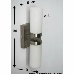 Applique murale Globo SPACE Chrome, Acier inoxydable, Nickel mat, Blanc, 2 lumières