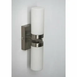 Applique murale Globo SPACE Chrome, Acier inoxydable, Nickel mat, Blanc, 2 lumières