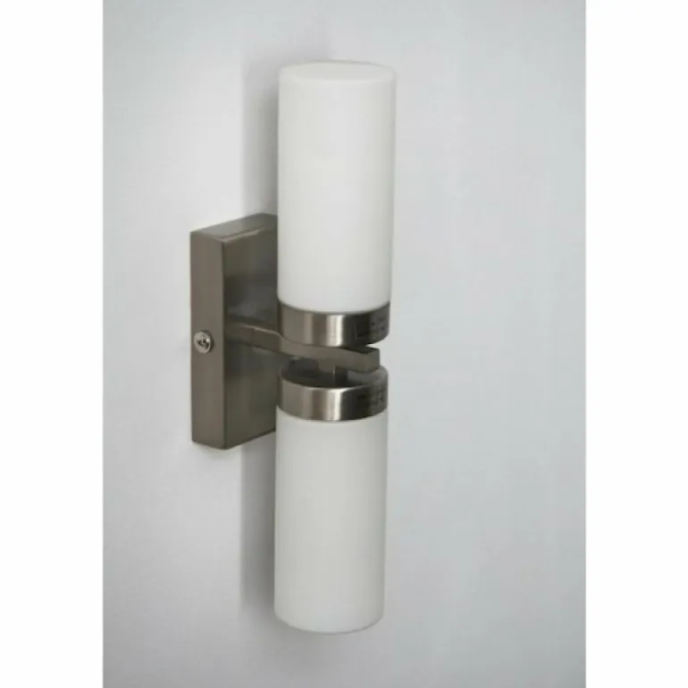 Applique murale Globo SPACE Chrome, Acier inoxydable, Nickel mat, Blanc, 2 lumières