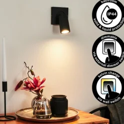 Applique murale Hakamken LED Noir, 1 lumière