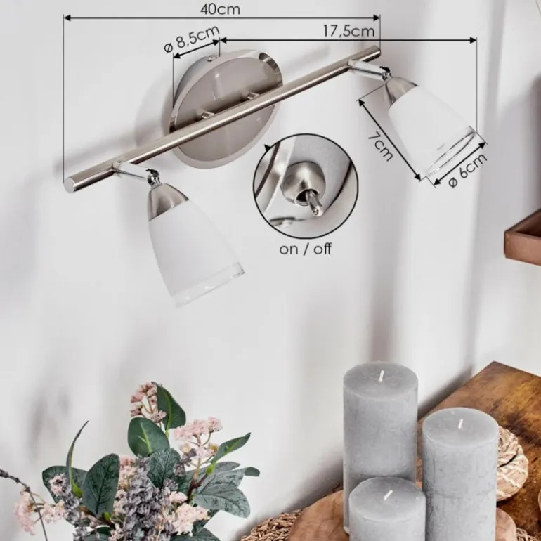 Applique murale Holualoa LED Nickel mat, 2 lumières