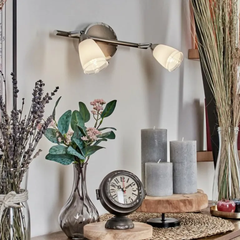Applique murale Holualoa LED Nickel mat, 2 lumières