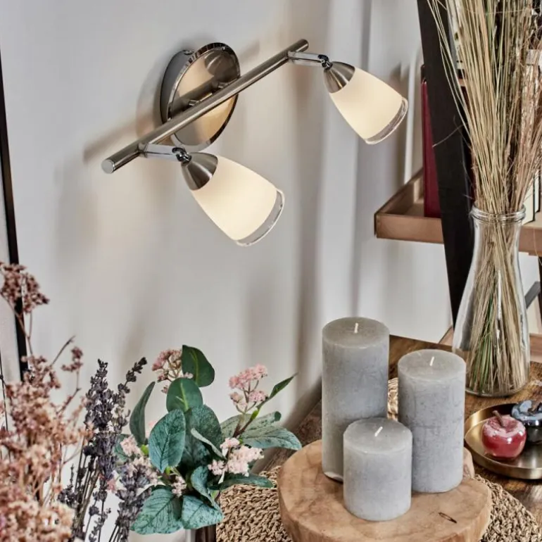 Applique murale Holualoa LED Nickel mat, 2 lumières