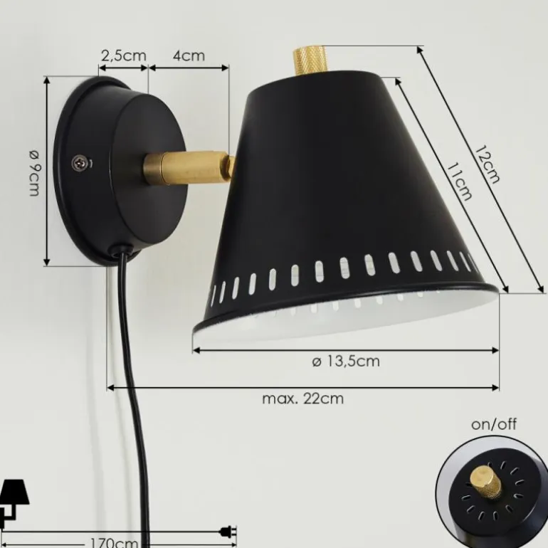 Applique murale Iasoa Laiton, Noir, 1 lumière