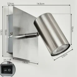 Applique murale Javel Chrome, Nickel mat, 1 lumière