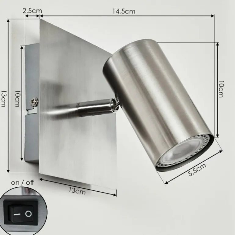 Applique murale Javel Chrome, Nickel mat, 1 lumière