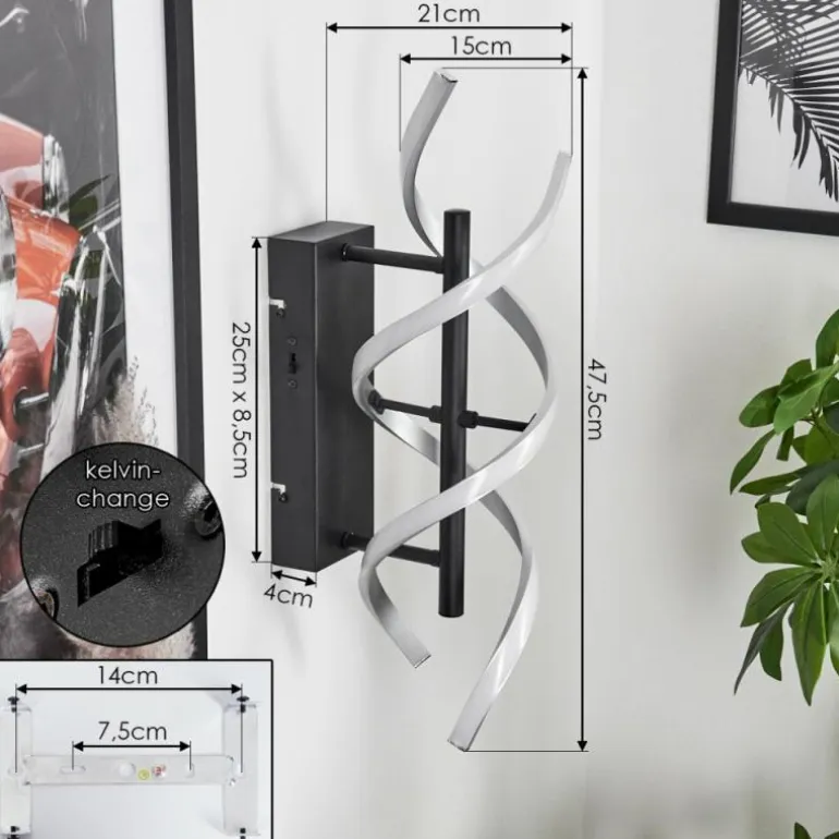 Applique murale Khovet LED Noir, 1 lumière