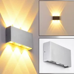 Applique murale Lente LED Aluminium, 6 lumières