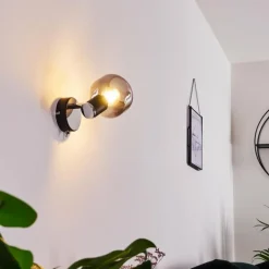 Applique murale Lexington Chrome, Noir, 1 lumière