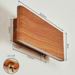 Applique murale Mosambik LED Brun, Bois foncé, Nickel mat, 1 lumière