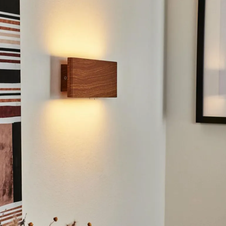 Applique murale Mosambik LED Brun, Bois foncé, Nickel mat, 1 lumière