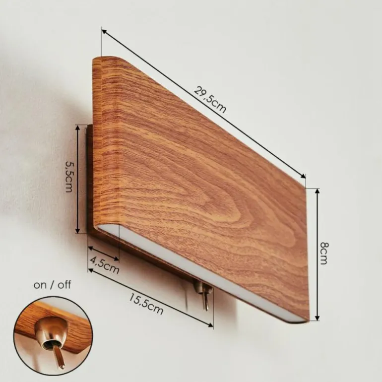 Applique murale Mosambik LED Brun, Bois foncé, Nickel mat, 1 lumière