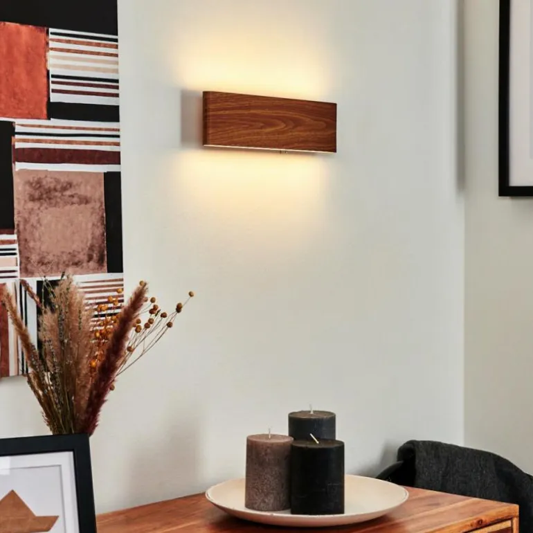 Applique murale Mosambik LED Brun, Bois foncé, Nickel mat, 1 lumière