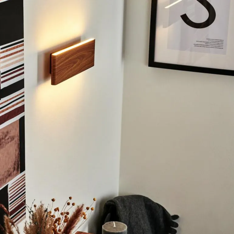 Applique murale Mosambik LED Brun, Bois foncé, Nickel mat, 1 lumière