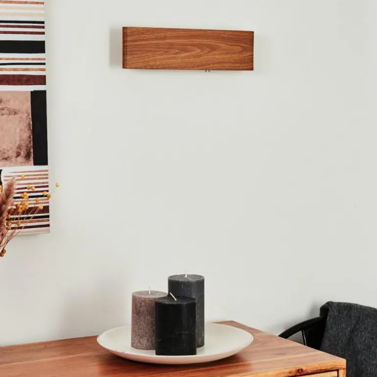 Applique murale Mosambik LED Brun, Bois foncé, Nickel mat, 1 lumière