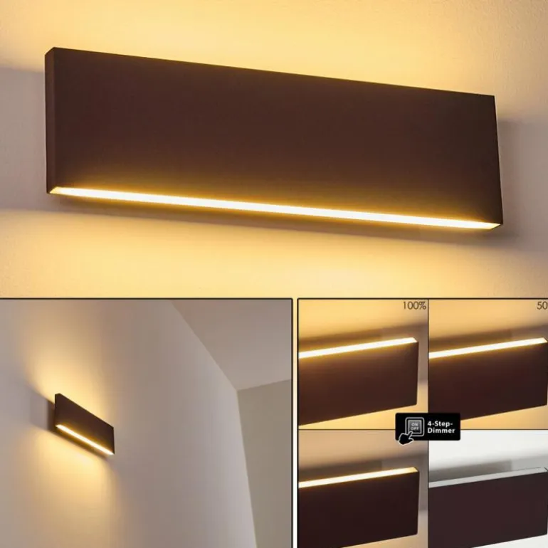 Applique murale Obion LED Rouille, 2 lumières